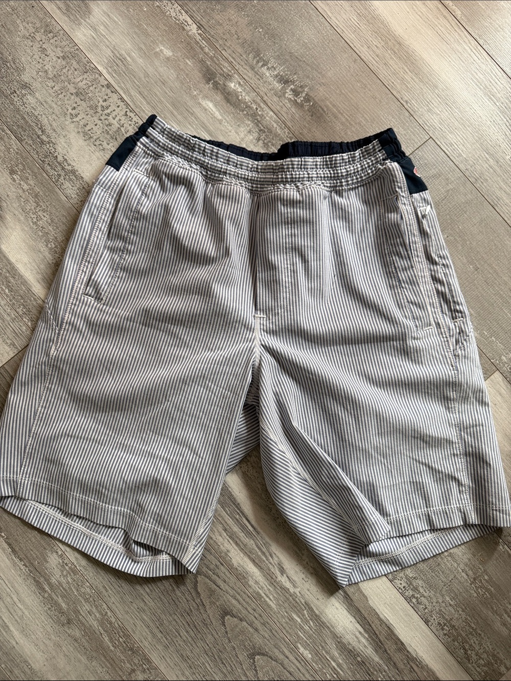 Birddogs Cream and Navy Pinstripe Flat Front Men's Shorts